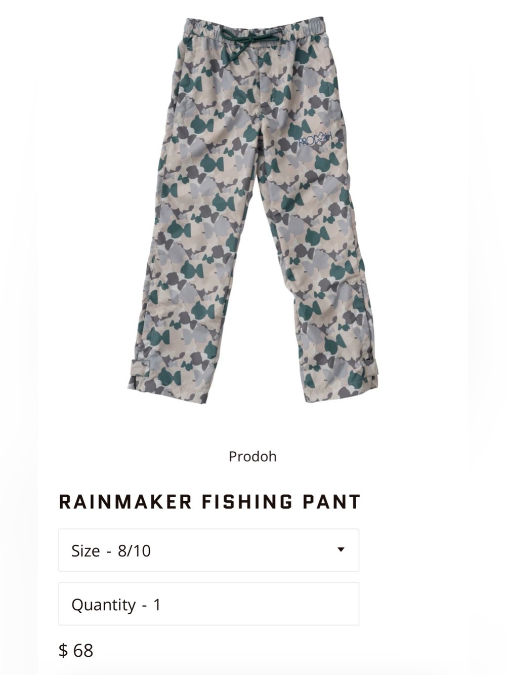 Prodoh Kids' Rainmaker Fishing Pants - Teal & Gray Camo